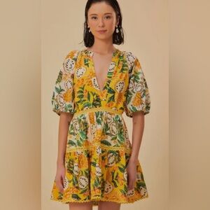 FARM Rio Yellow Biriba Mix Mini Dress Size Small